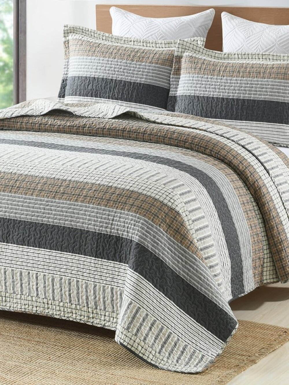 100% Cotton Quilt Set Queen Size, Patchwork Queen Quilt Bedding Set Bedspreads